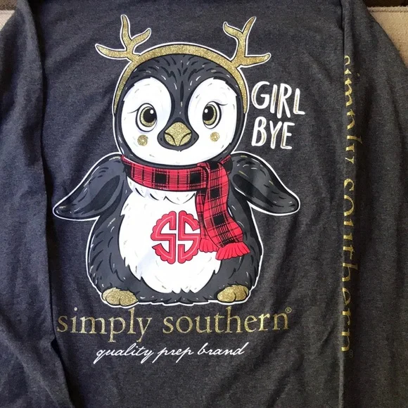 Simply Southern Tops Simply Southern Ls Penguin Dark Heather